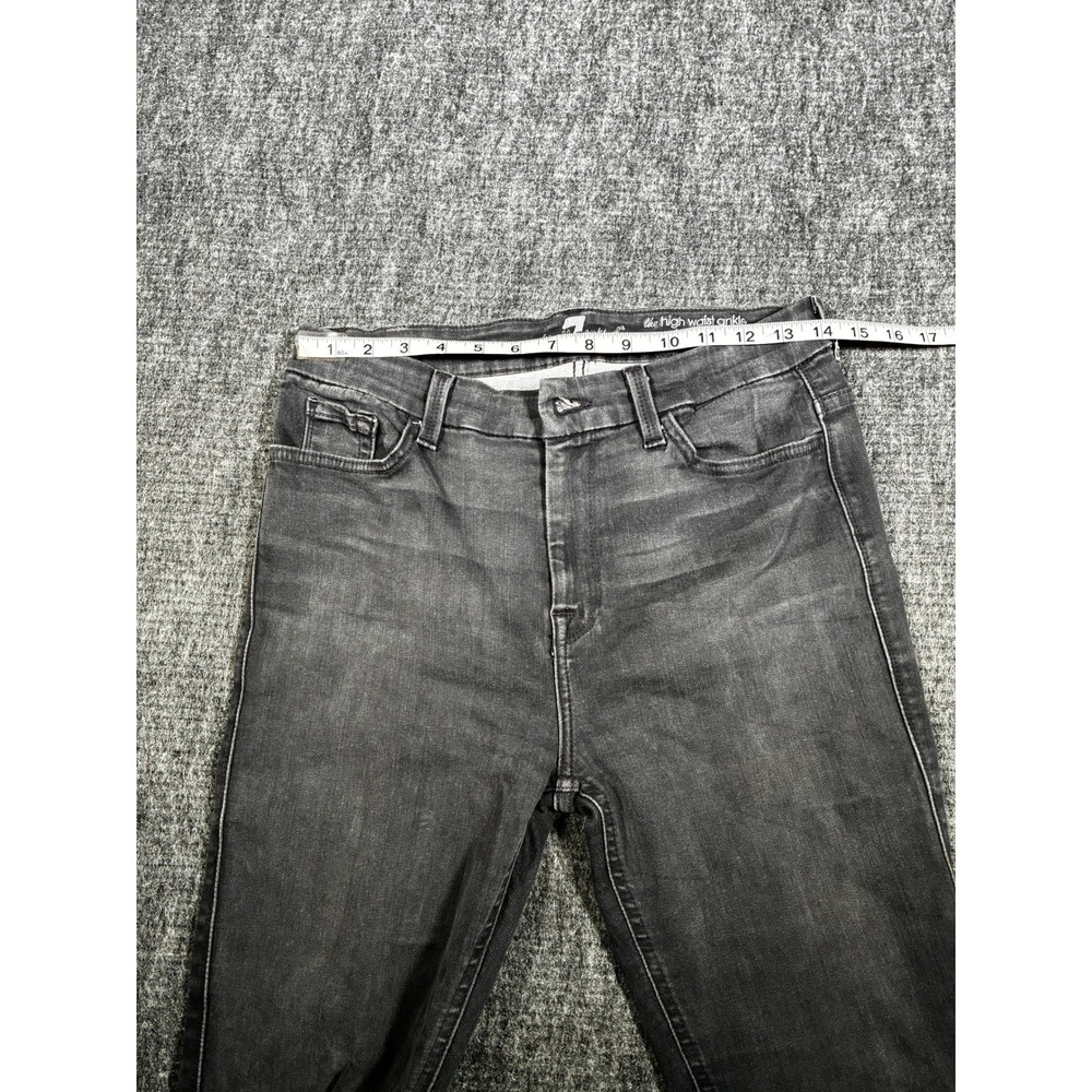 7 For All Mankind Jeans Womens size 10 Black High Rise Ankle Faded Stretch Edgy - Picture 4 of 5